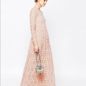 ‼️Light Pink Floral Lace Dress